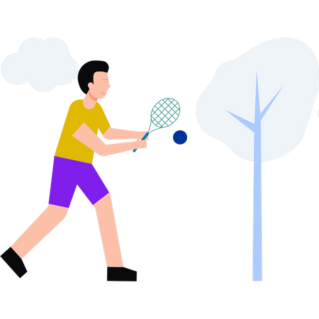 The boy is playing badminton  Illustration
