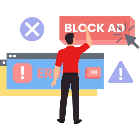 The Boy Is Pointing At The Block Advertisement Illustration