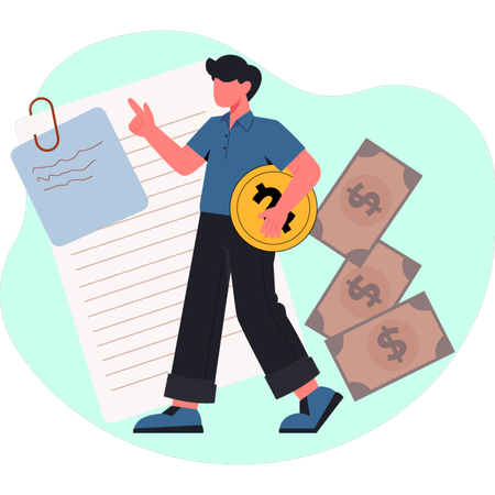 The boy is pointing attached pin  Illustration