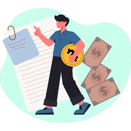 The boy is pointing attached pin  Illustration