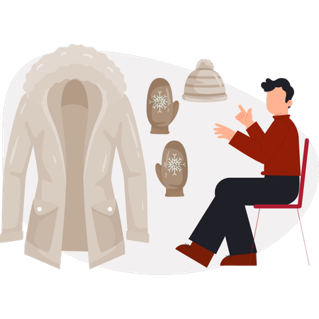 The boy is pointing cocoon coat  Illustration