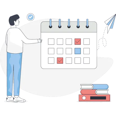 The boy is pointing exam week  Illustration