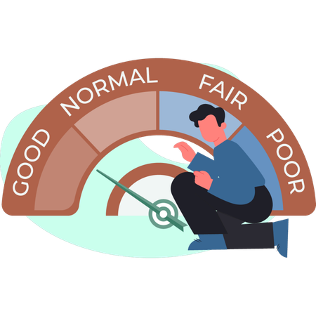 The boy is pointing good credit score  Illustration