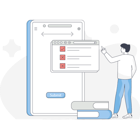 The boy is pointing online test  Illustration