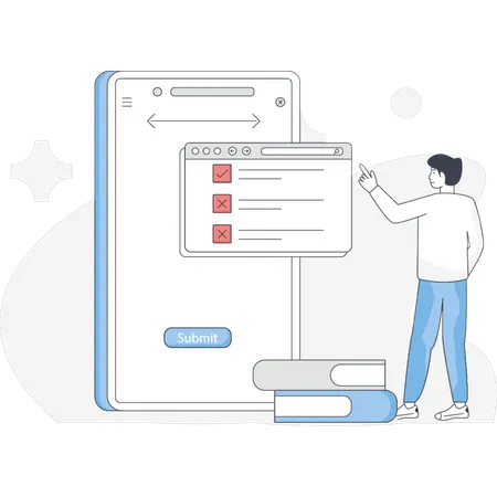 The boy is pointing online test  Illustration