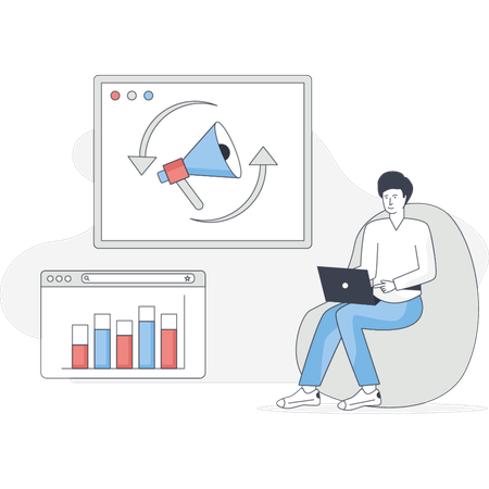 The boy is pointing remarketing  Illustration