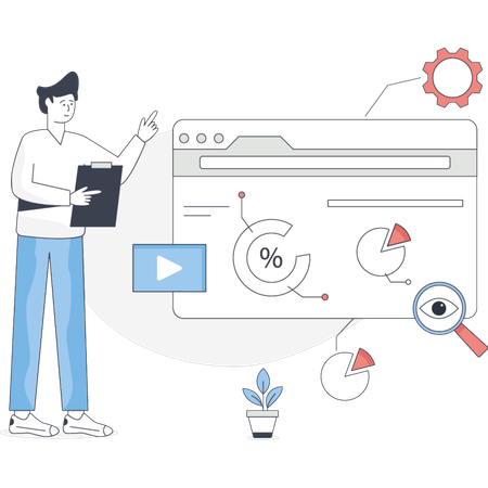 The boy is pointing SEO optimization  Illustration