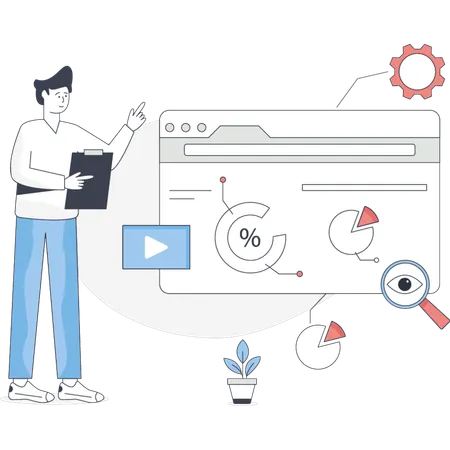 The boy is pointing SEO optimization  Illustration