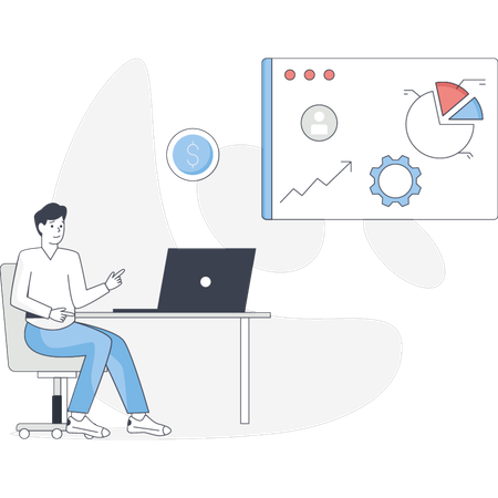 The boy is pointing task management  Illustration