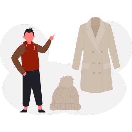 The boy is pointing trench coat  Illustration