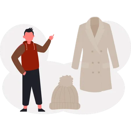 The boy is pointing trench coat  Illustration