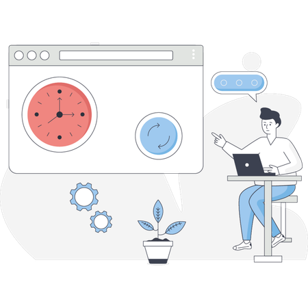 The boy is pointing web uptime  Illustration
