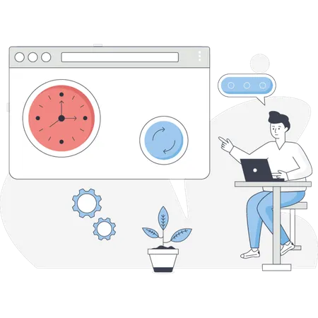 The boy is pointing web uptime  Illustration