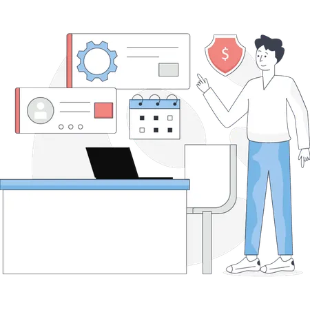 The boy is presenting business data analytics  Illustration