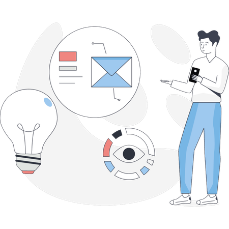 The boy is presenting business ideas  Illustration