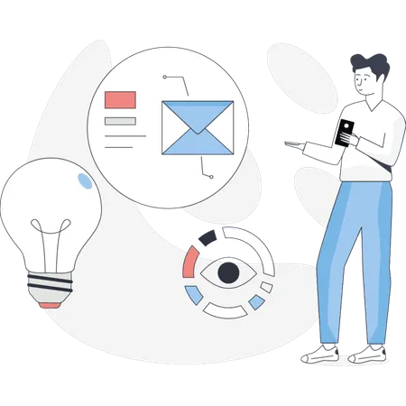 The boy is presenting business ideas  Illustration