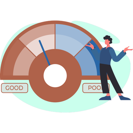 The boy is presenting credit speed meter  Illustration