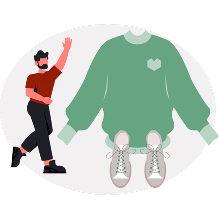 The boy is presenting hand made sweater  Illustration