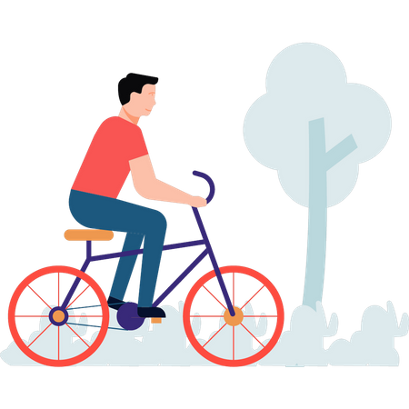 The boy is riding a bicycle Illustration