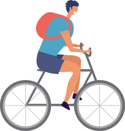 The boy is riding a bicycle  Illustration