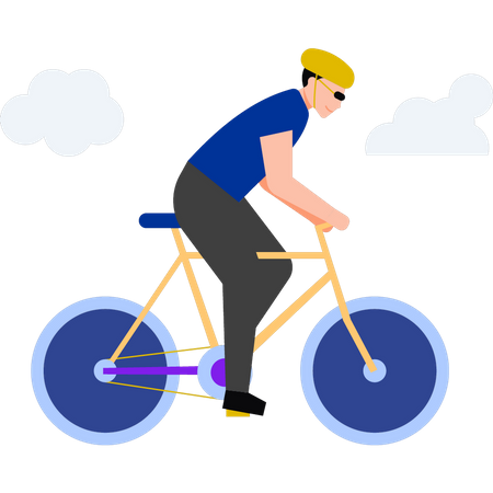 The boy is riding a bicycle  Illustration