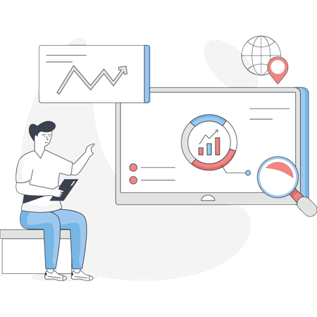 The boy is searching business stratergy  Illustration