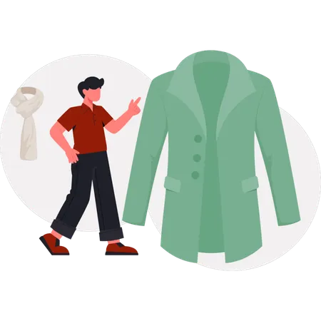 The boy is selecting coat  Illustration