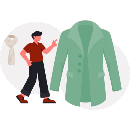 The boy is selecting coat  Illustration