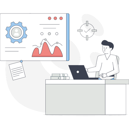 The boy is setting business profile  Illustration