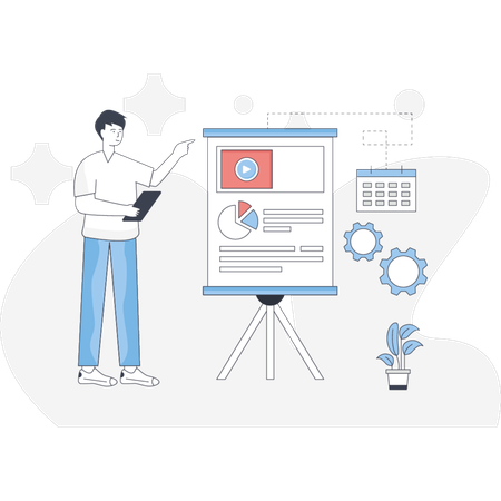 The boy is setting learning reminder  Illustration