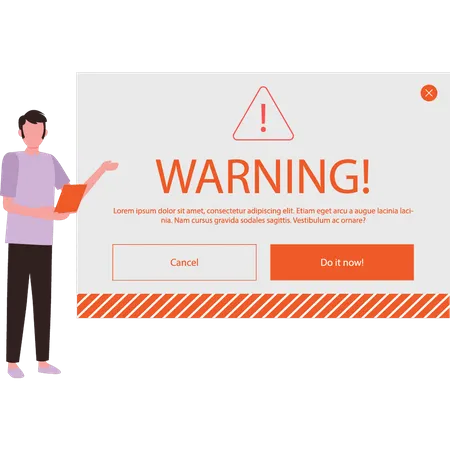 The boy is showing a warning  Illustration