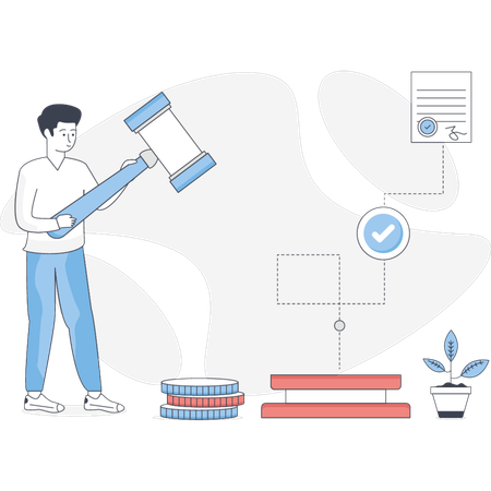 The boy is showing banking method  Illustration