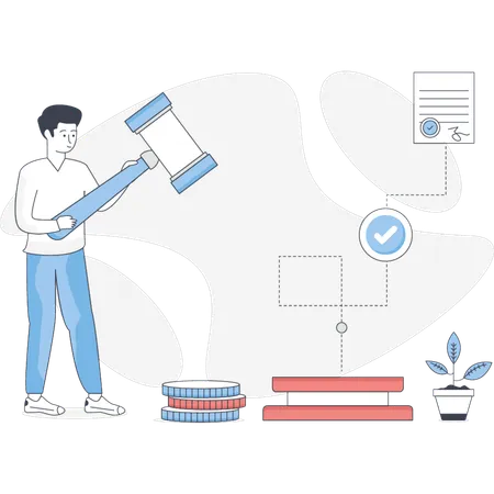 The boy is showing banking method  Illustration