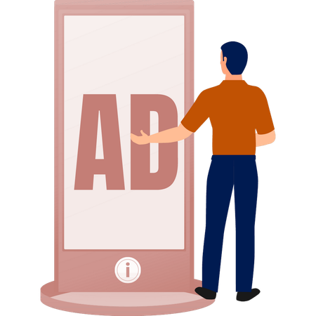 The boy is showing bill board advertisement  Illustration
