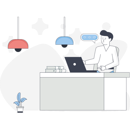 The boy is showing learning management system  Illustration