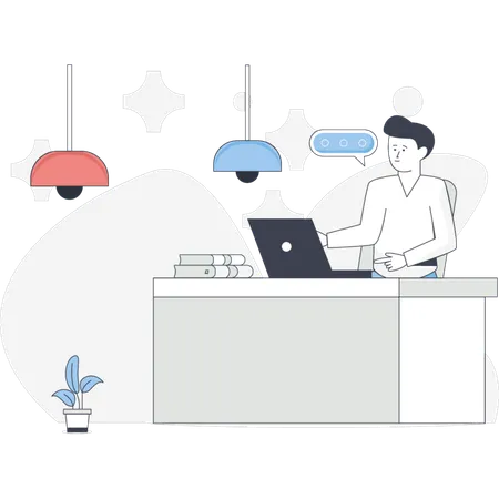 The boy is showing learning management system  Illustration