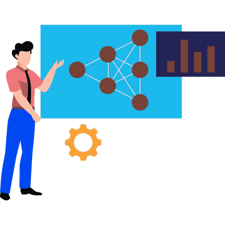 The boy is showing machine learning  Illustration