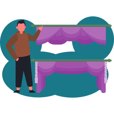 The boy is showing theater  Illustration
