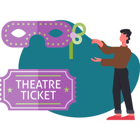 The boy is showing tickets  Illustration