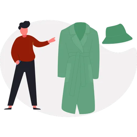 The boy is showing topcoat  Illustration