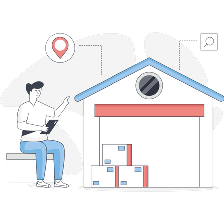 The boy is showing warehouse delivery  Illustration
