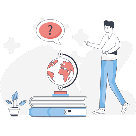 少年は本を学ぶことを考えている  イラスト