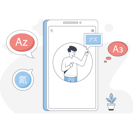 The boy is translate language  Illustration