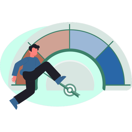 The boy running towards speed meter  Illustration