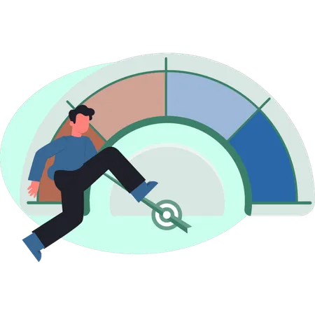 The boy running towards speed meter  Illustration