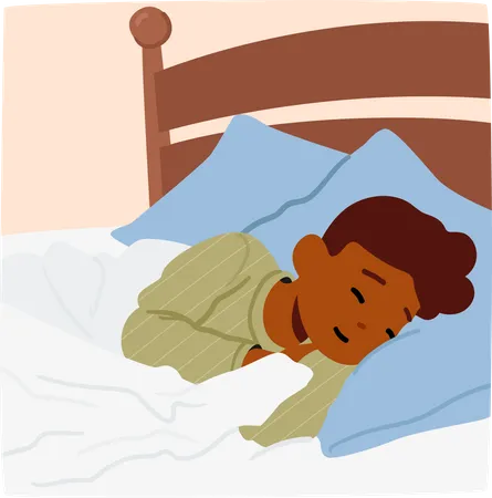 Resting Peacefully The Boy Sleeps Soundly After The Long Busy Day His Chest Rising And Falling With Each Gentle Breath A Picture Of Tranquility And Innocence Cartoon People Vector Illustration Illustration