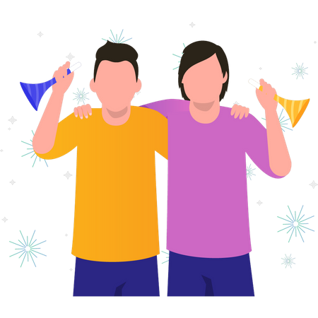 The boys are celebrating the new year Illustration