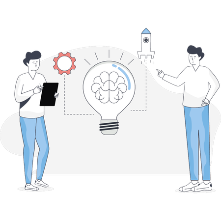 The boys are discuss about creative idea  Illustration