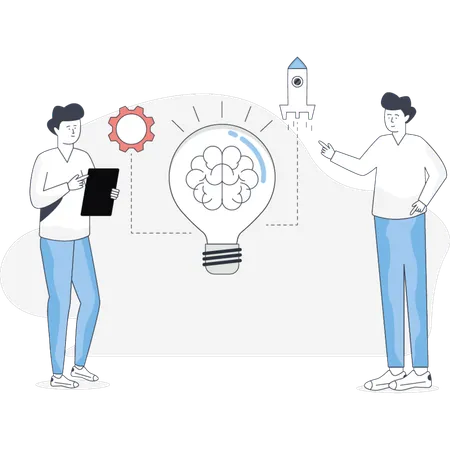 The boys are discuss about creative idea  Illustration