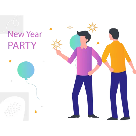 The boys are partying on New Years Illustration